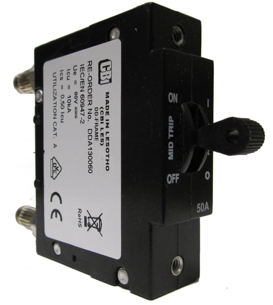 Alpha Technologies Circuit Breakers, Single Pole (1A - 100A), White Handle