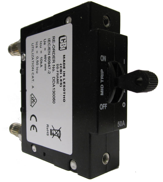 Alpha Technologies Circuit Breakers, Single Pole (1A - 100A), Black Handle